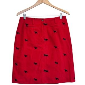 J. MCLAUGHLIN Size 12 Skirt Red Corduroy Black Dog